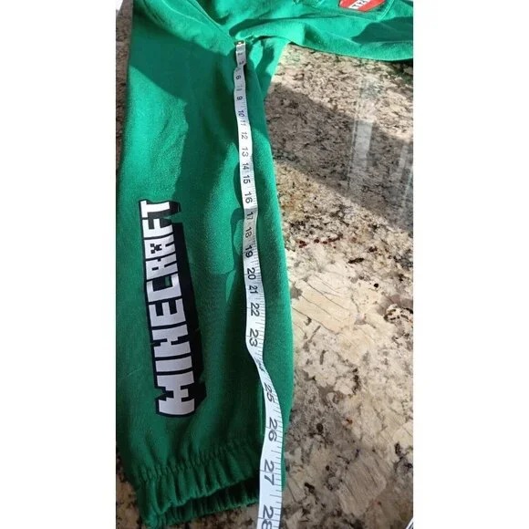 Large 2023 Minecraft Boys Sweatpants Expandable Waist String Tie Green Excellent - Picture 10 of 11